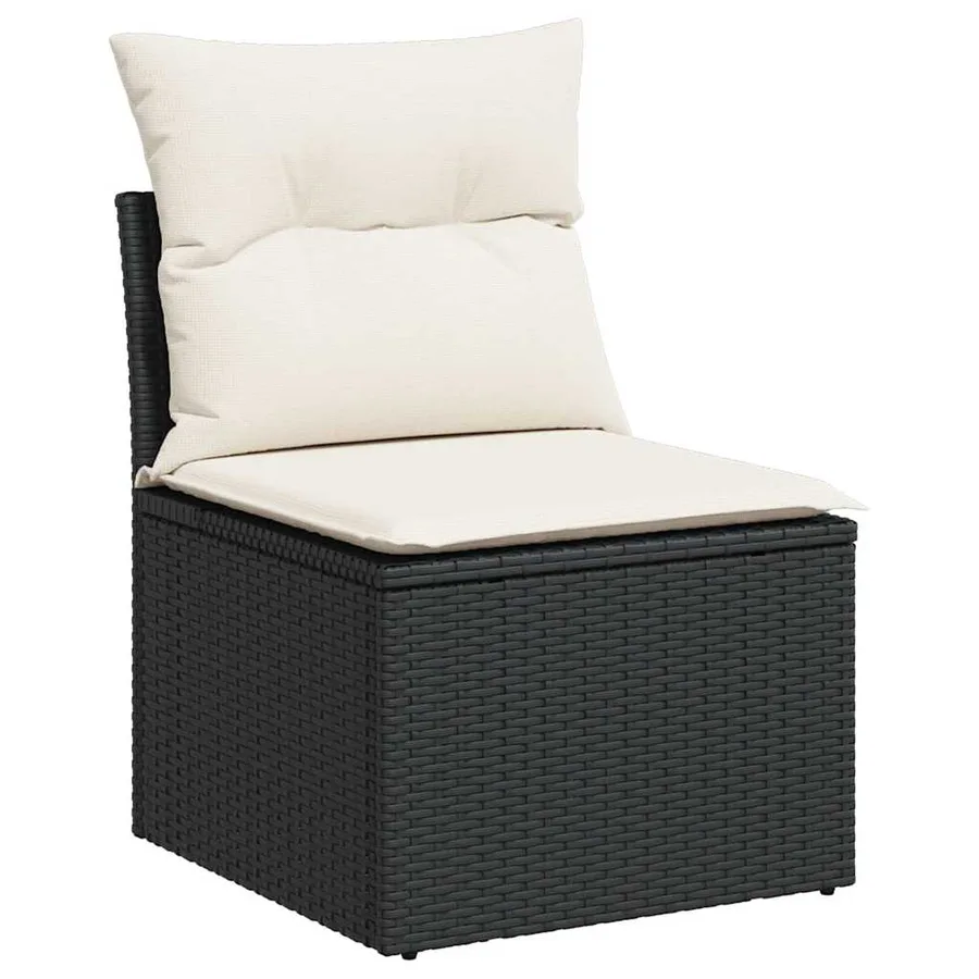 Salon de jardin 6 pcs avec coussins noir résine tressée - 3