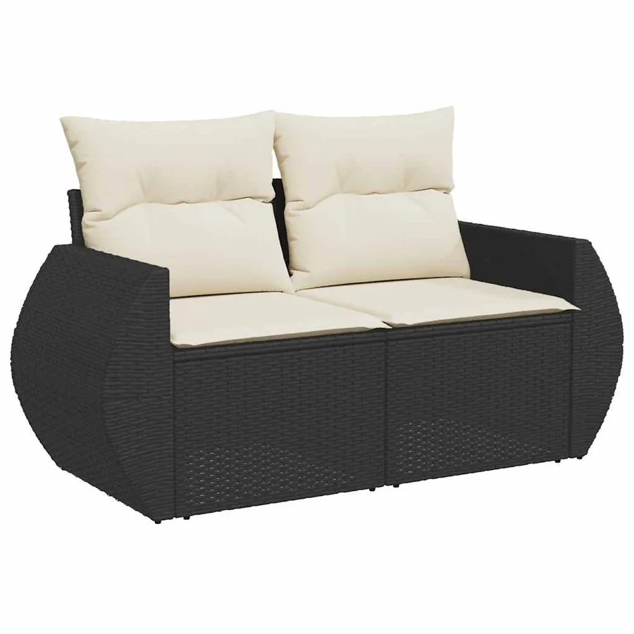 Salon de jardin 6 pcs avec coussins noir résine tressée - 4