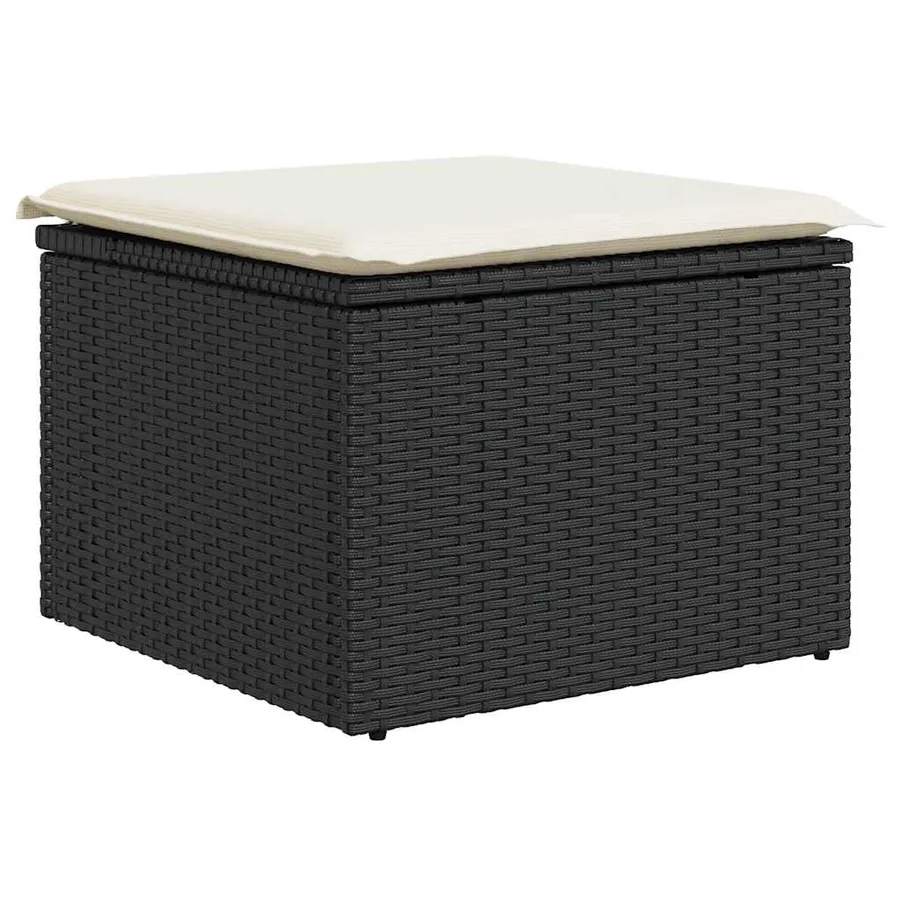 Salon de jardin 6 pcs avec coussins noir résine tressée - 5