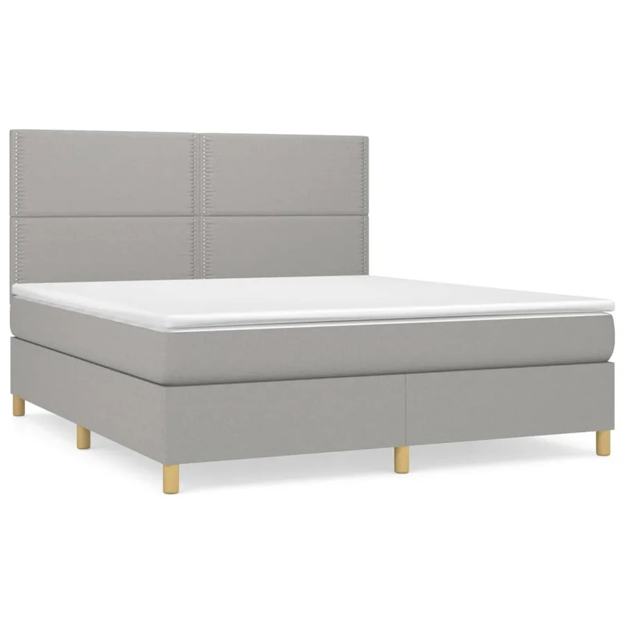 Sommier à lattes de lit avec matelas Gris clair 180x200cm Tissu - 2