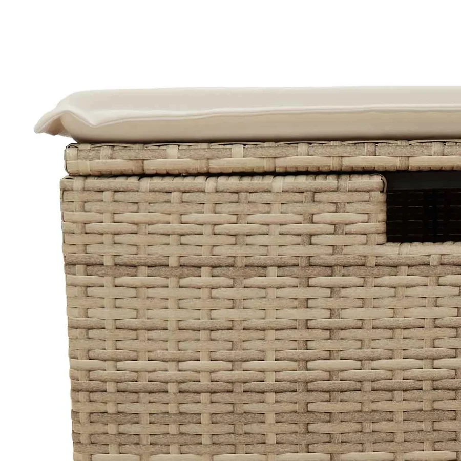 Salon de jardin avec coussins 9 pcs beige résine tressée acacia - 15