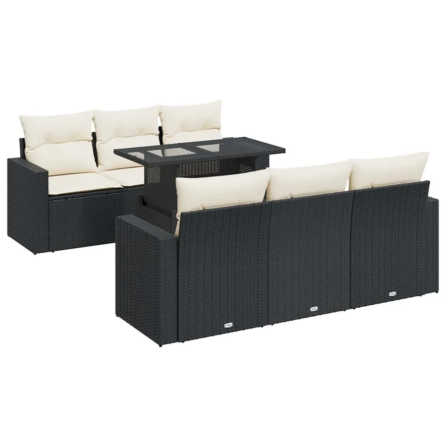 Salon de jardin 7 pcs avec coussins noir résine tressée 55 x 62 x 69 cm - 69,8 kg - 2