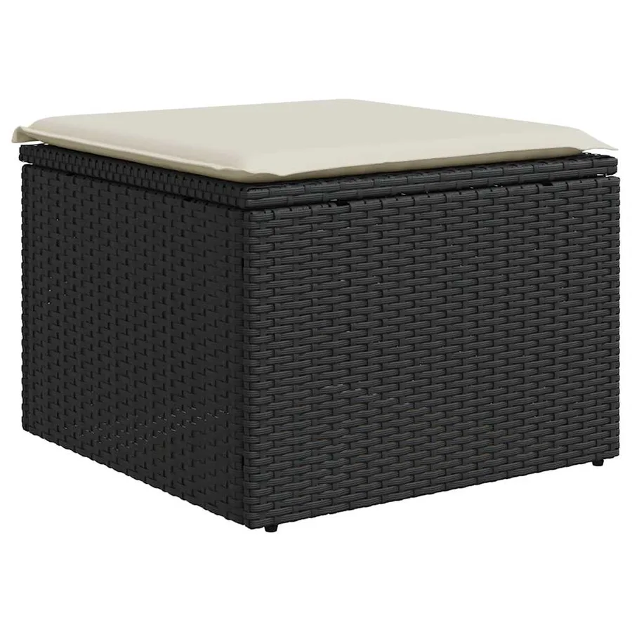 Salon de jardin 8 pcs avec coussins noir résine tressée - 6