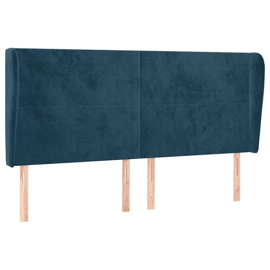 Tête de lit avec oreilles Bleu foncé 183x23x118/128 cm Velours - 2