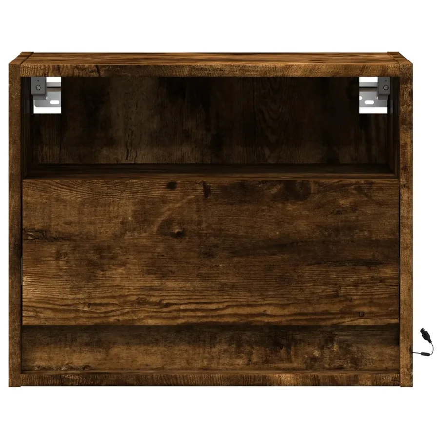 Table de chevet murale avec lumières LED chêne fumé - 6