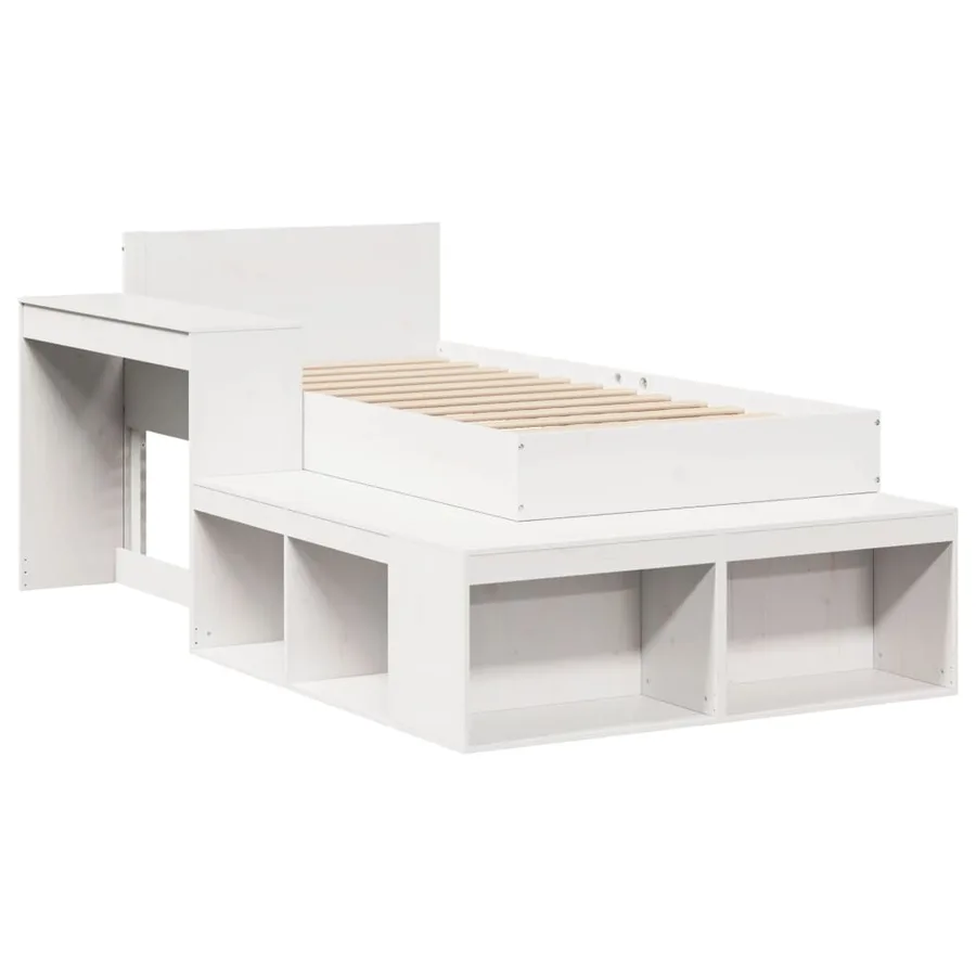 Cadre de lit sans matelas blanc 90x200 cm bois de pin massif - 3