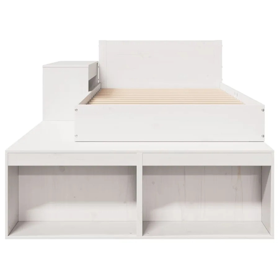 Cadre de lit sans matelas blanc 90x200 cm bois de pin massif - 4