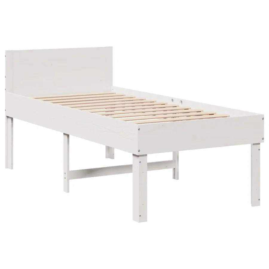 Cadre de lit sans matelas blanc 90x200 cm bois de pin massif - 5