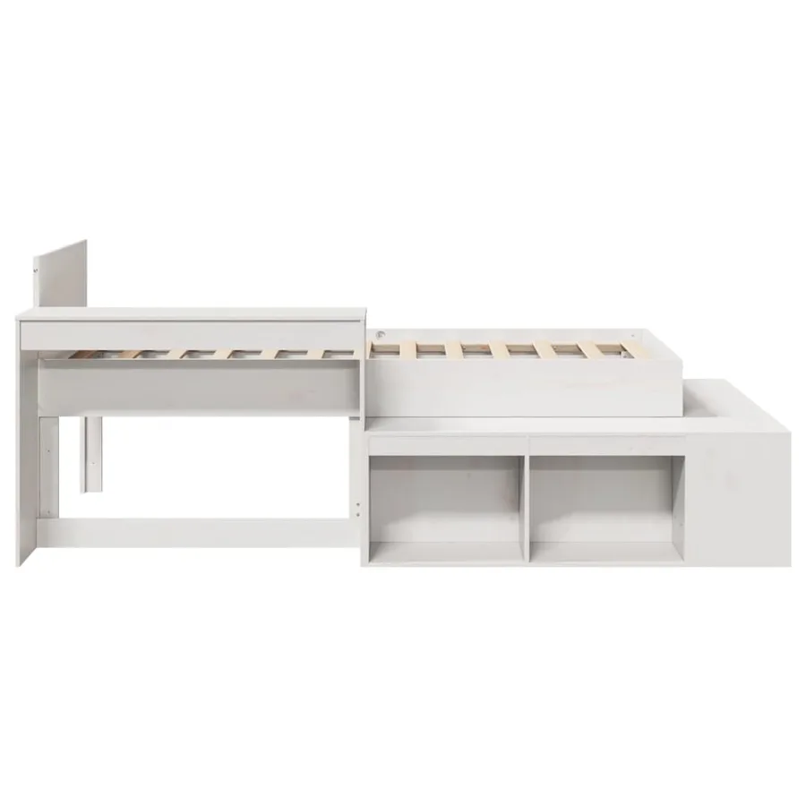 Cadre de lit sans matelas blanc 90x200 cm bois de pin massif - 7