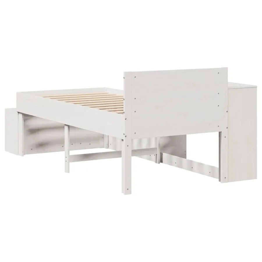 Cadre de lit sans matelas blanc 90x200 cm bois de pin massif - 8
