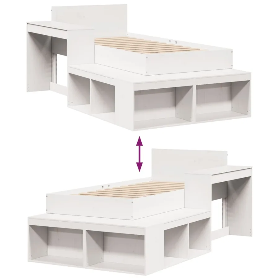 Cadre de lit sans matelas blanc 90x200 cm bois de pin massif - 9