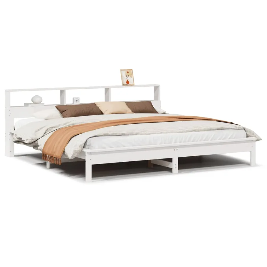 Cadre de lit sans matelas blanc 200x200 cm bois massif de pin - 2
