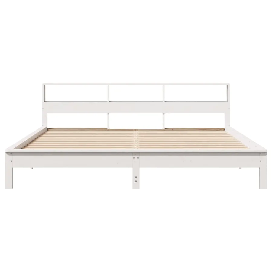 Cadre de lit sans matelas blanc 200x200 cm bois massif de pin - 4