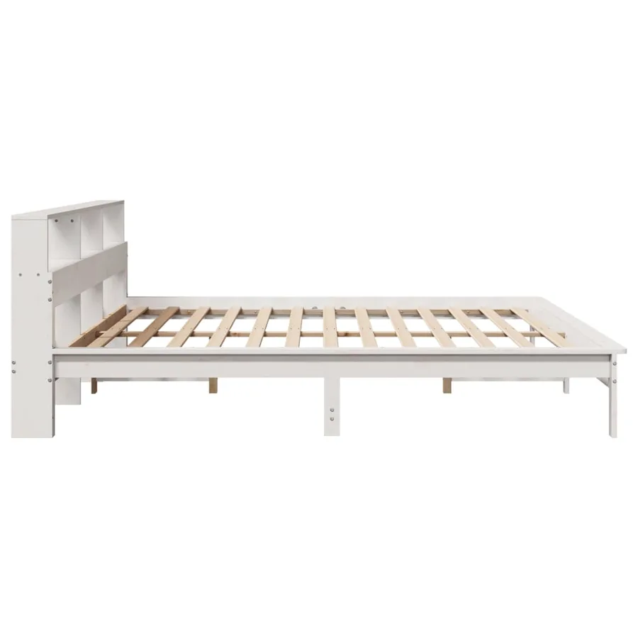 Cadre de lit sans matelas blanc 200x200 cm bois massif de pin - 5