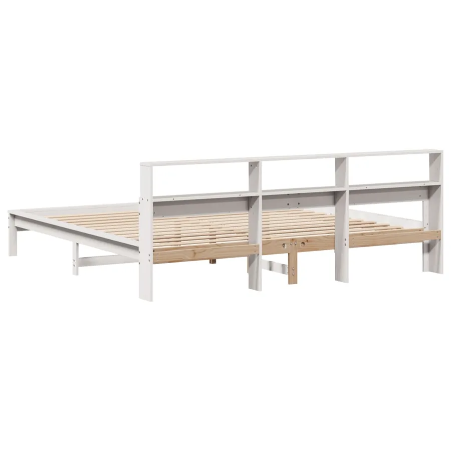 Cadre de lit sans matelas blanc 200x200 cm bois massif de pin - 6
