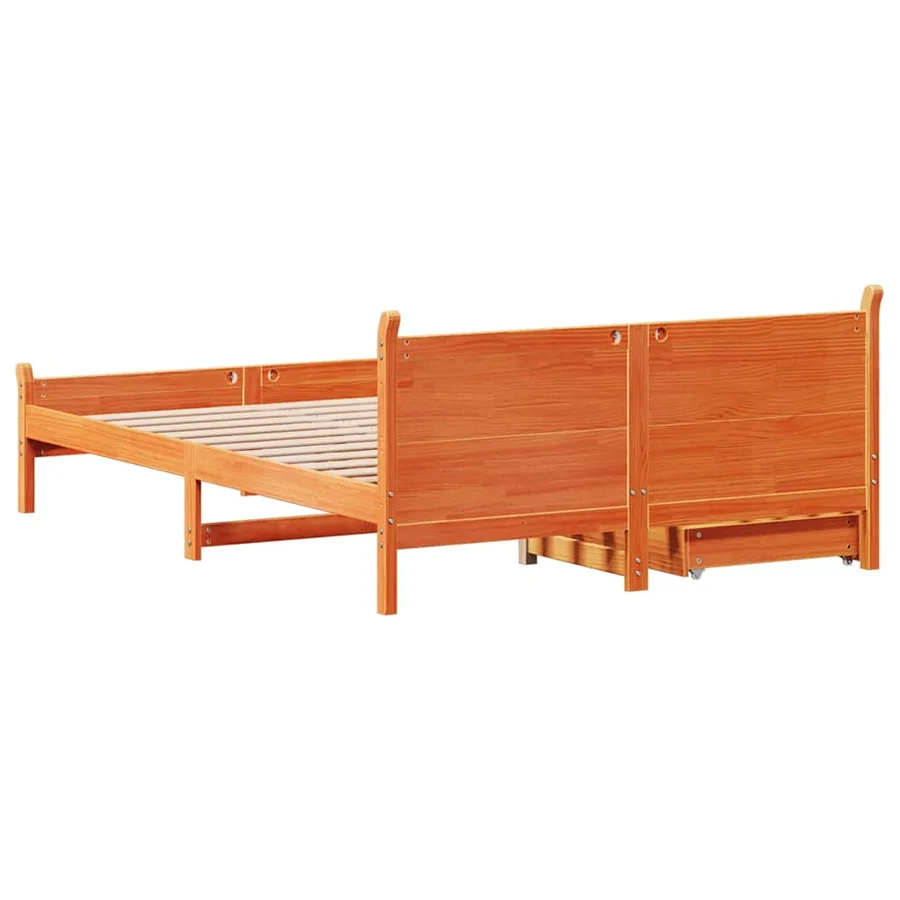 Cadre de lit sans matelas cire marron 135x190cm bois pin massif - 7