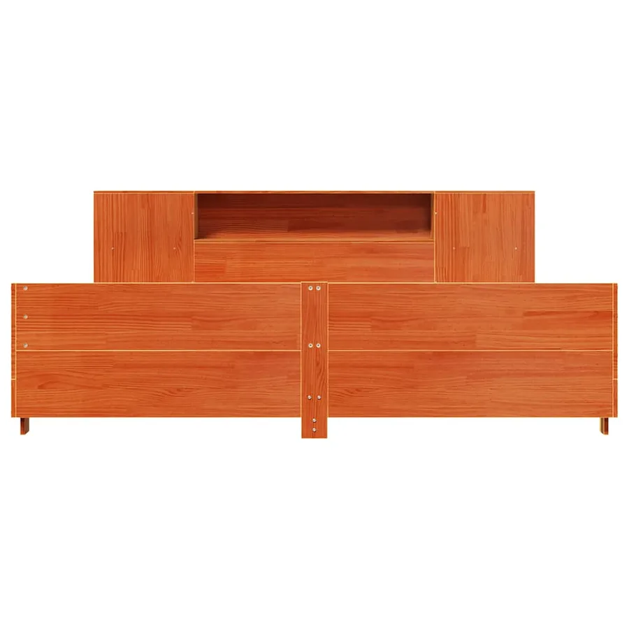 Cadre de lit sans matelas cire marron 200x200cm bois pin massif - 4
