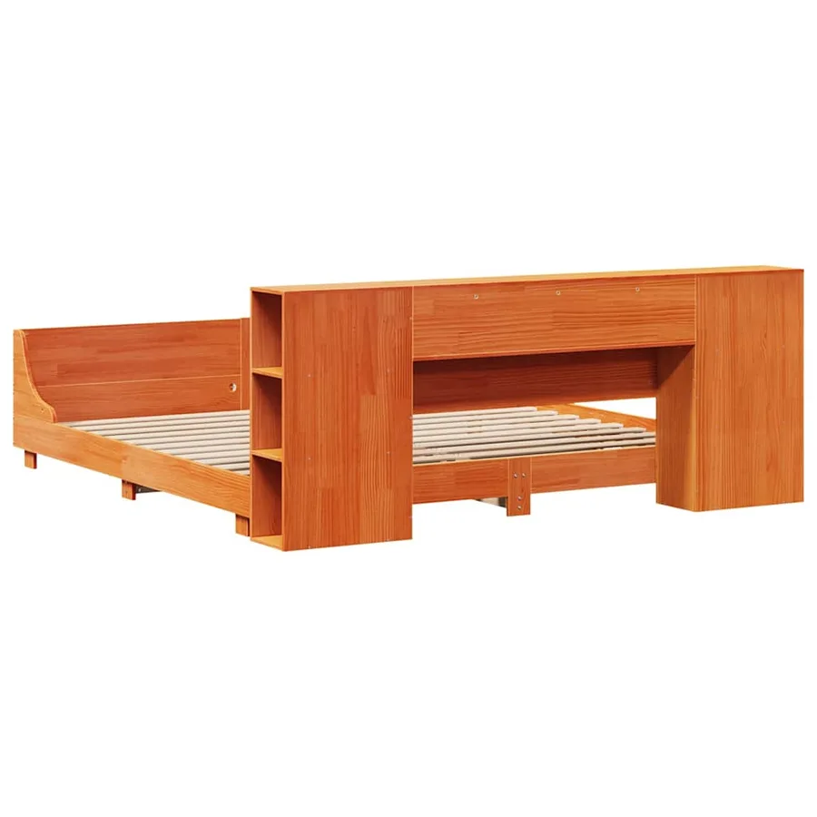 Cadre de lit sans matelas cire marron 200x200cm bois pin massif - 8
