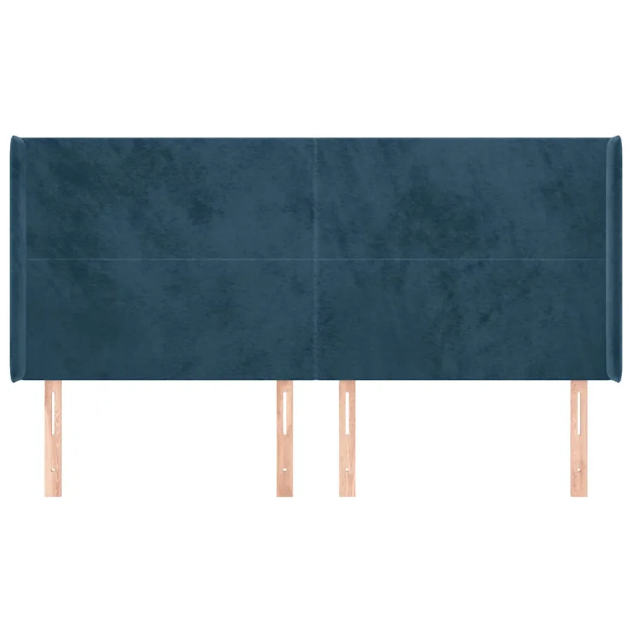 Tête de lit avec oreilles Bleu foncé 183x16x118/128 cm Velours - 3