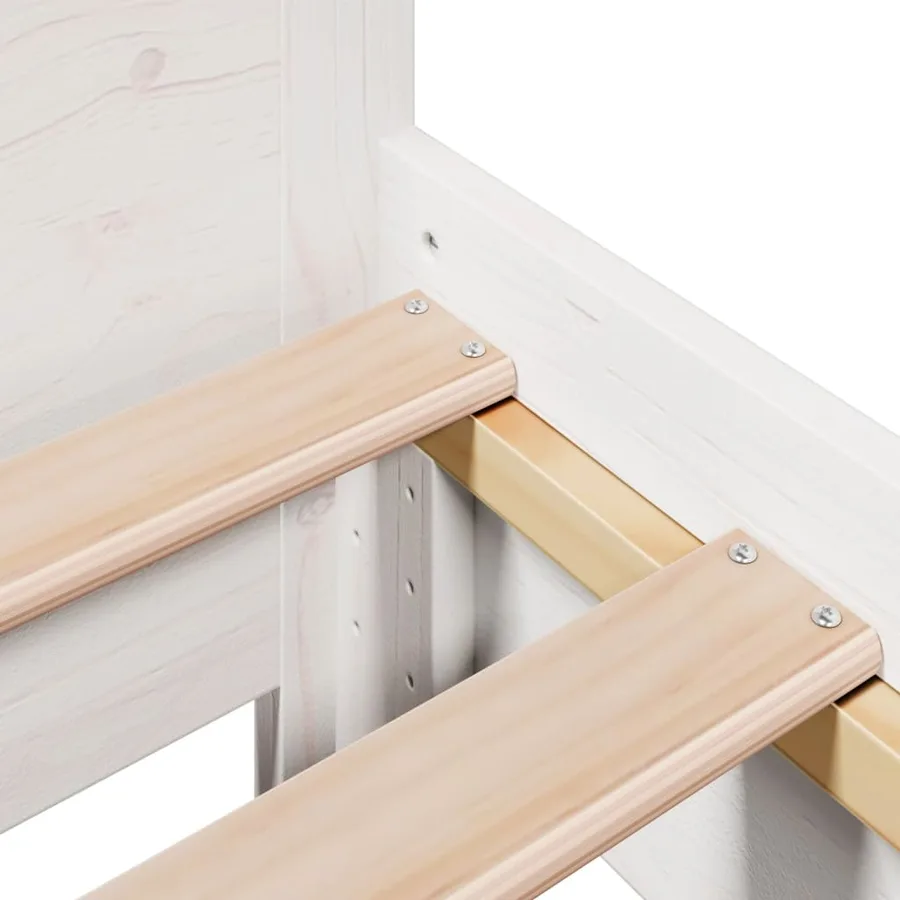 Cadre de lit sans matelas blanc 75x190 cm bois de pin massif - 10