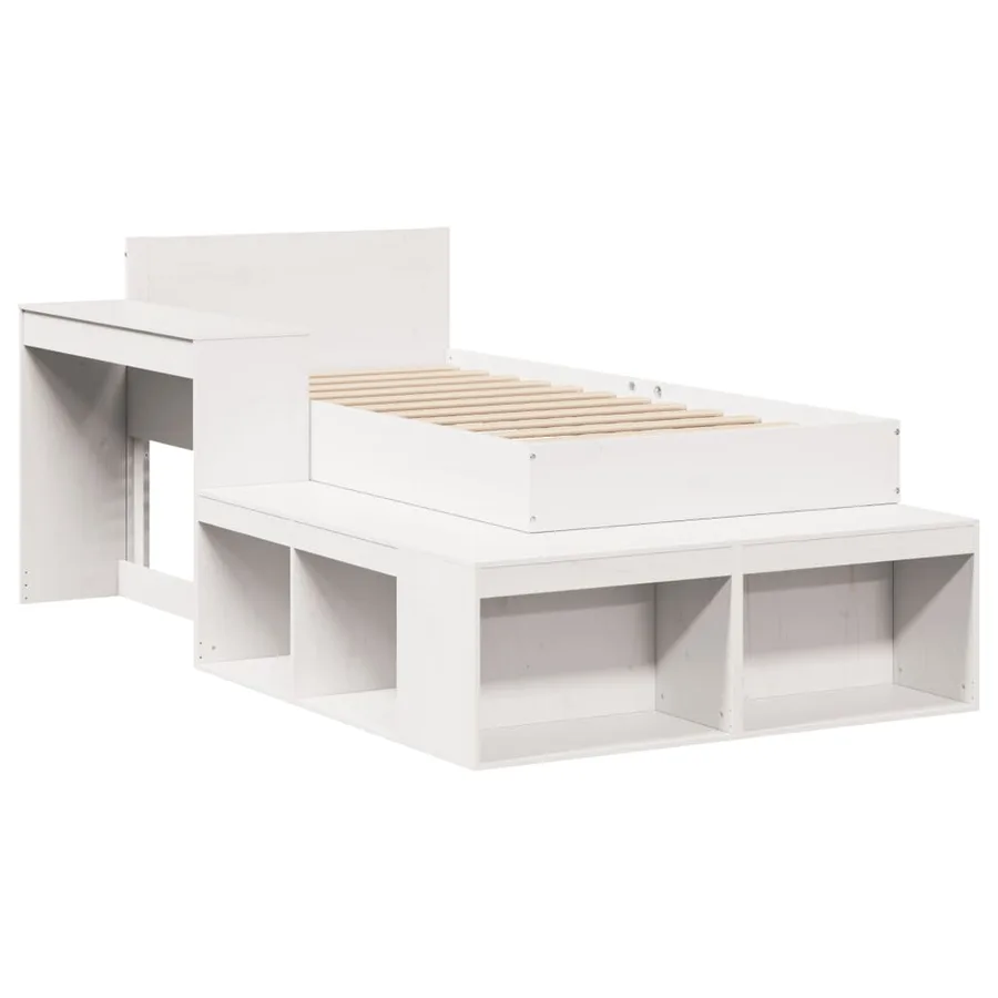 Cadre de lit sans matelas blanc 75x190 cm bois de pin massif - 3