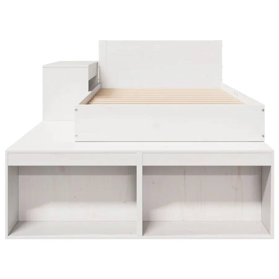 Cadre de lit sans matelas blanc 75x190 cm bois de pin massif - 4