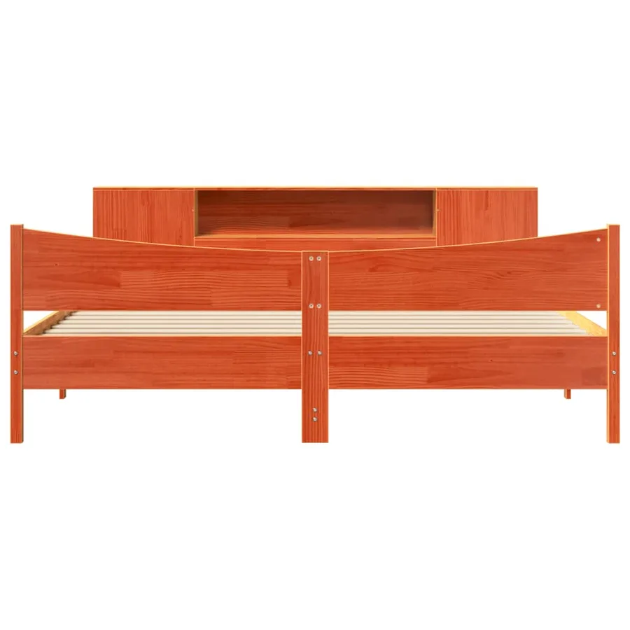 Cadre de lit sans matelas cire marron 200x200cm bois pin massif - 4