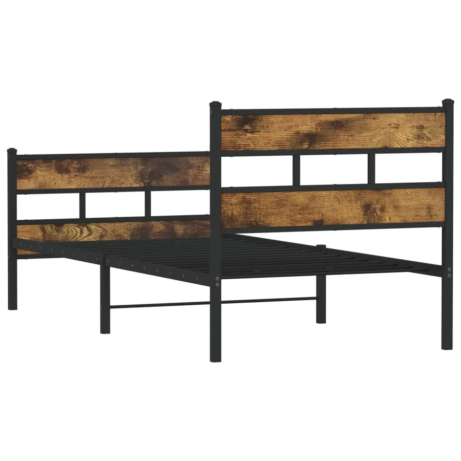 Cadre de lit en métal sans matelas chêne fumé 100x190 cm - 6