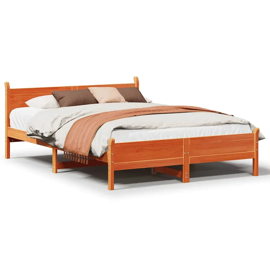 Cadre de lit sans matelas cire marron 120x200cm bois pin massif - 2