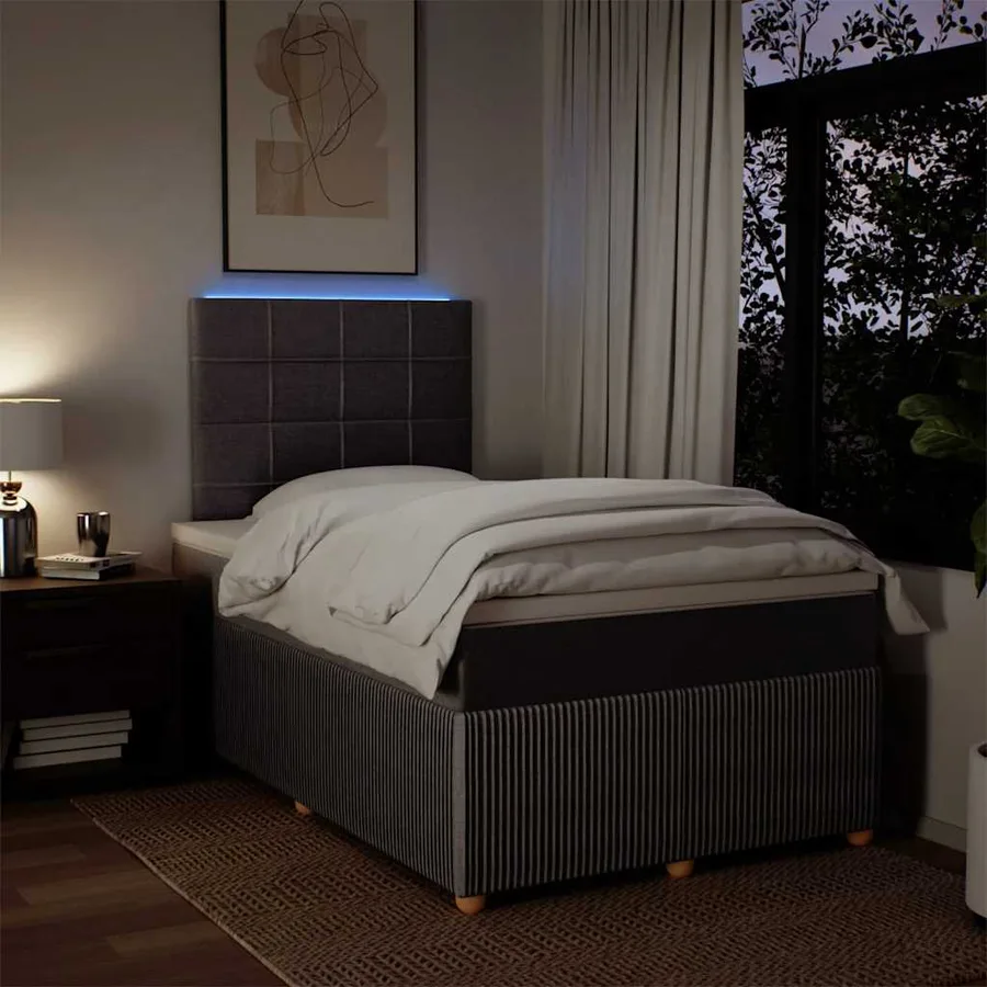 Sommier à lattes de lit avec matelas taupe 120x190 cm tissu - 4