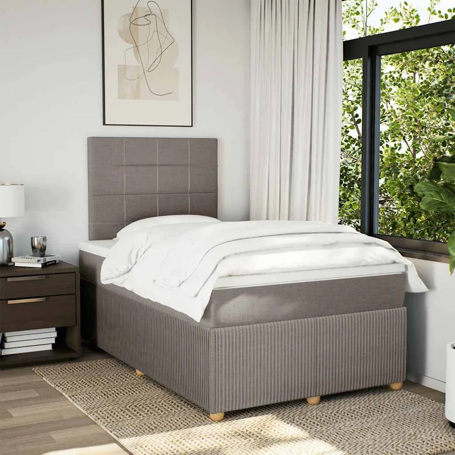 Sommier à lattes de lit avec matelas taupe 120x190 cm tissu - 5
