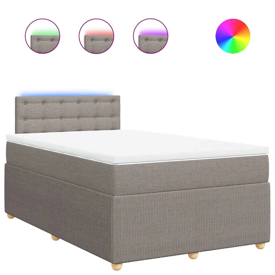 Sommier à lattes de lit avec matelas taupe 120x190 cm tissu - 2