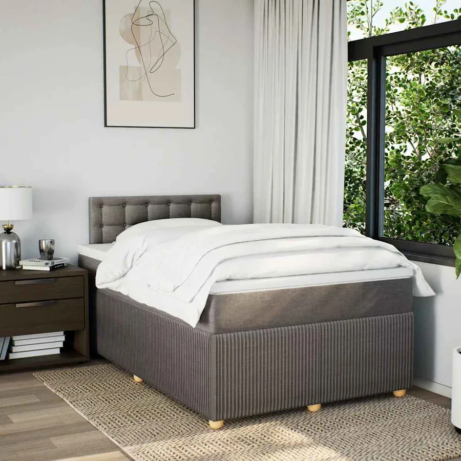 Sommier à lattes de lit avec matelas taupe 120x190 cm tissu - 4