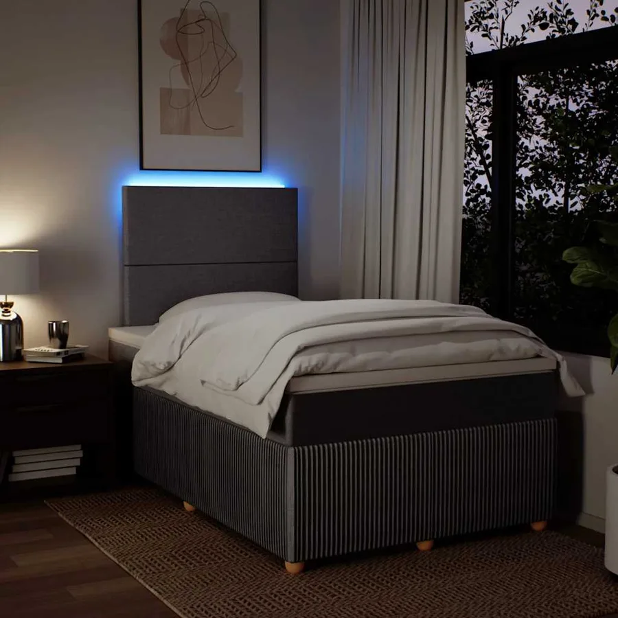 Sommier à lattes de lit avec matelas taupe 120x190 cm tissu - 4