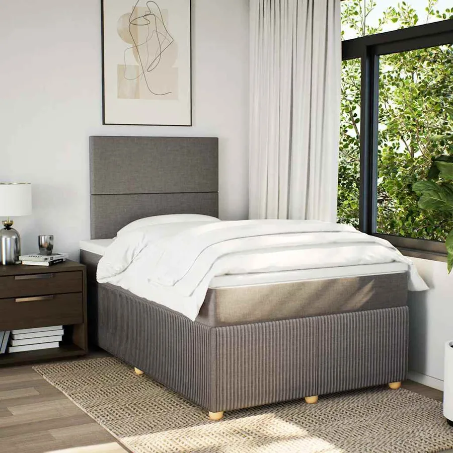 Sommier à lattes de lit avec matelas taupe 120x190 cm tissu - 5
