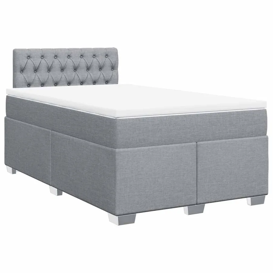 Sommier à lattes de lit et matelas gris clair 120x190 cm tissu - 2