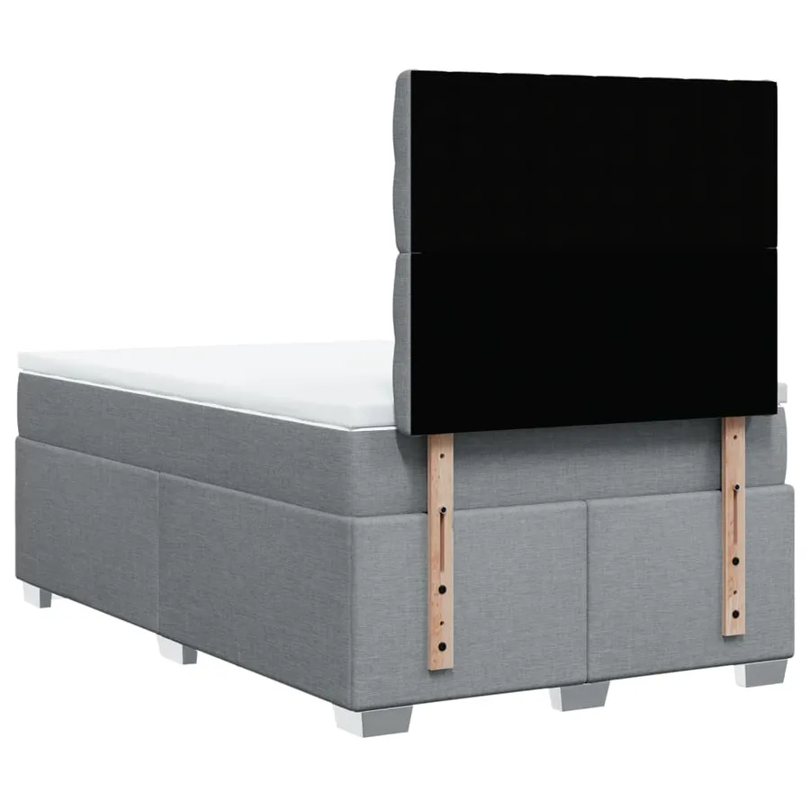 Sommier à lattes de lit et matelas gris clair 120x190 cm tissu - 12