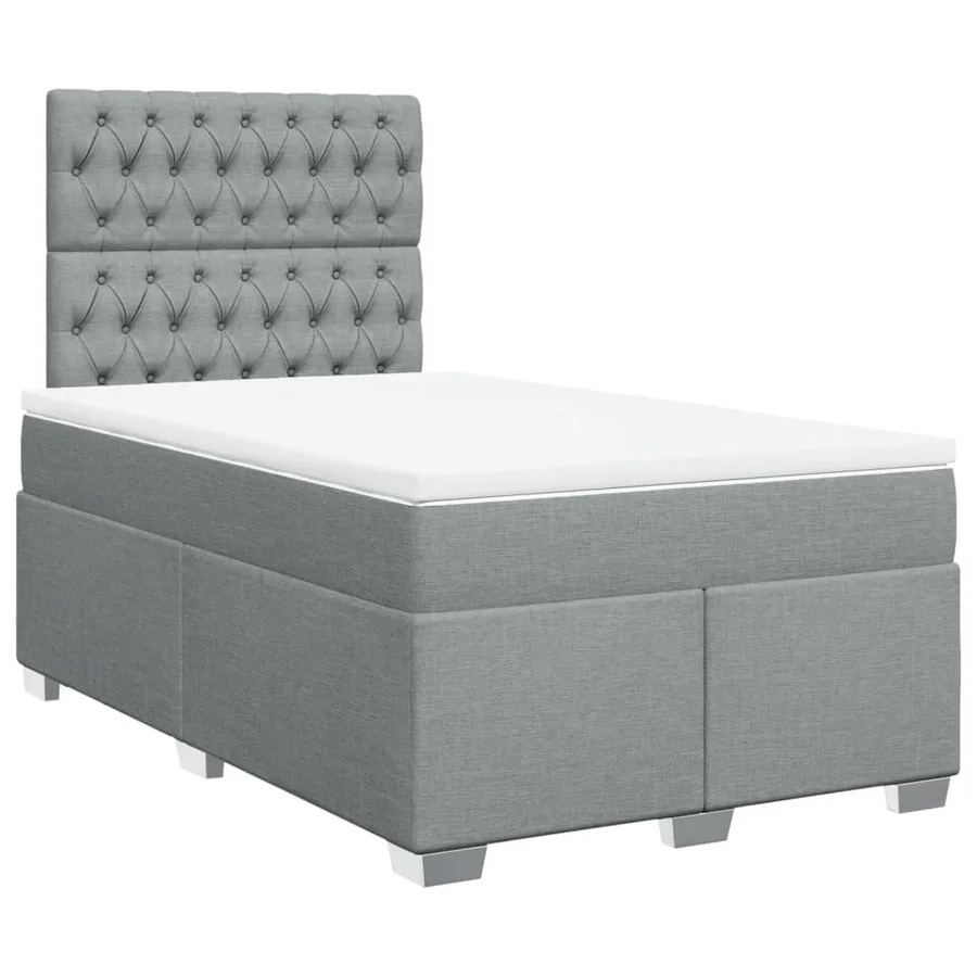 Sommier à lattes de lit et matelas gris clair 120x190 cm tissu - 3