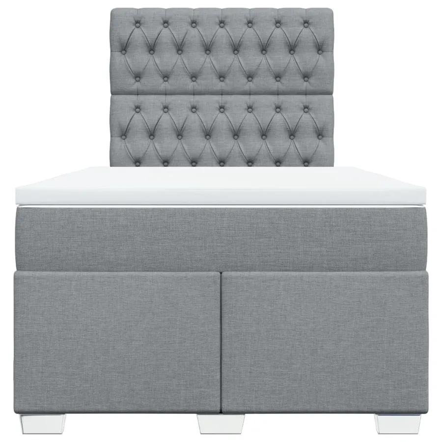 Sommier à lattes de lit et matelas gris clair 120x190 cm tissu - 6