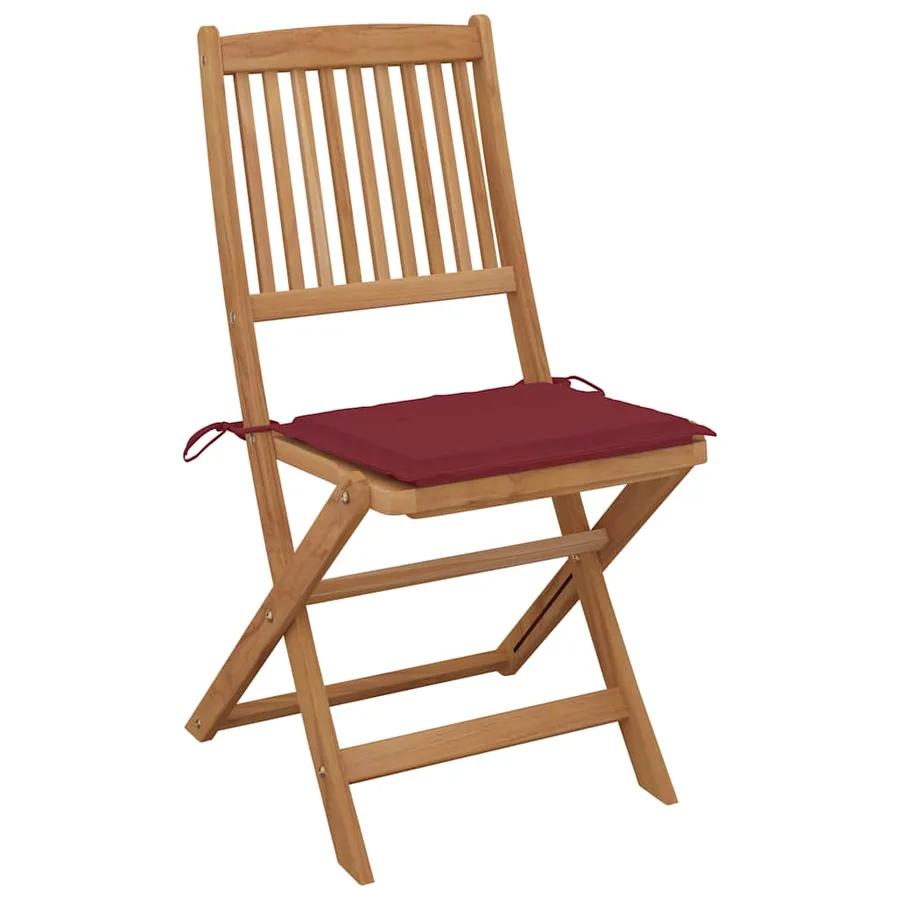 Chaises pliables de jardin lot de 8 avec coussins Bois d'acacia - 3