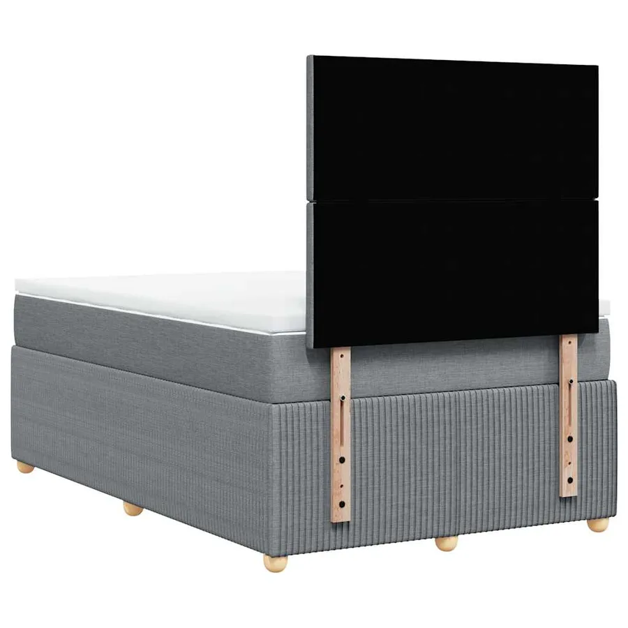 Sommier à lattes de lit et matelas gris clair 120x190 cm tissu - 6