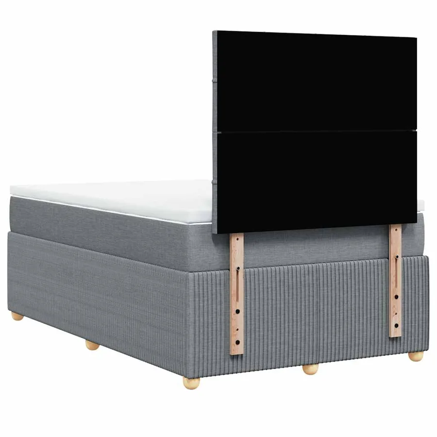Sommier à lattes de lit et matelas gris clair 120x190 cm tissu - 6