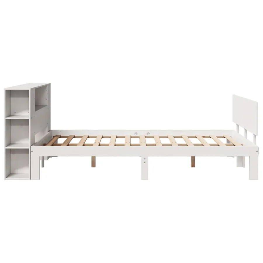 Lit bibliothèque sans matelas blanc 120x200 cm bois pin massif - 5