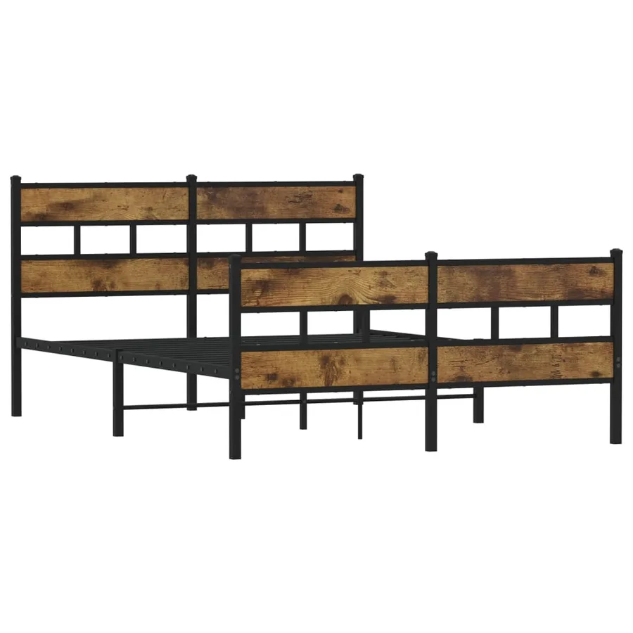 Cadre de lit en métal sans matelas chêne fumé 150x200 cm - 3