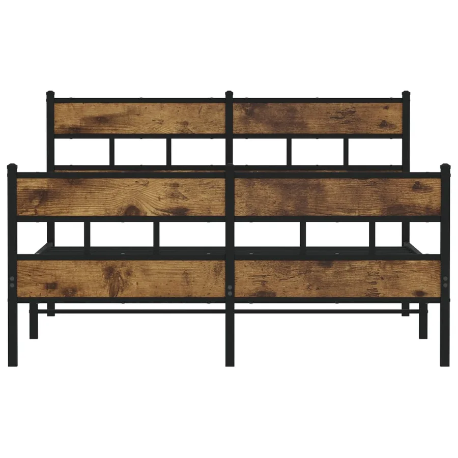 Cadre de lit en métal sans matelas chêne fumé 150x200 cm - 4