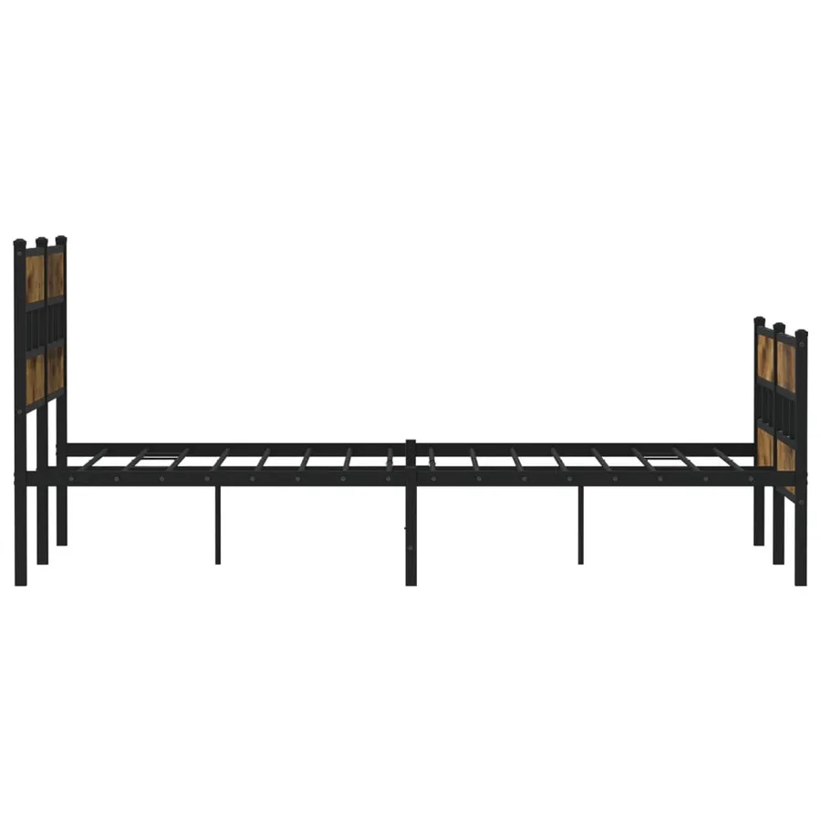 Cadre de lit en métal sans matelas chêne fumé 150x200 cm - 5