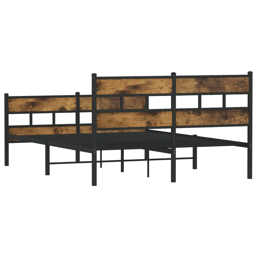 Cadre de lit en métal sans matelas chêne fumé 150x200 cm - 6