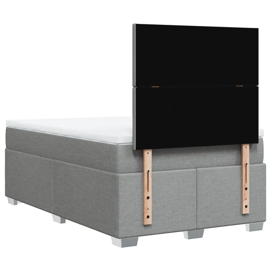 Sommier à lattes de lit et matelas gris clair 120x190 cm tissu - 12