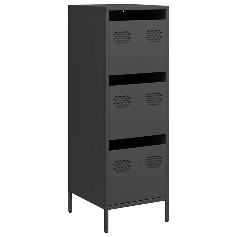 Buffet haut noir 39x35x103,5 cm acier - 2