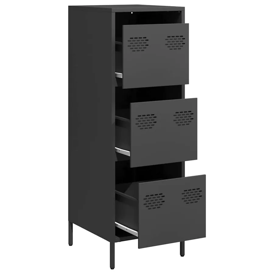 Buffet haut noir 39x35x103,5 cm acier - 4